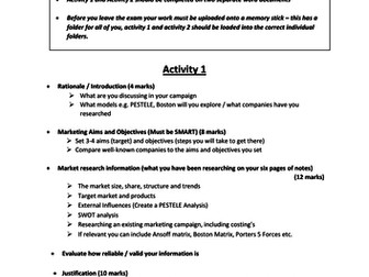 Unit 2 Developing a Marketing Campaign Crib sheet