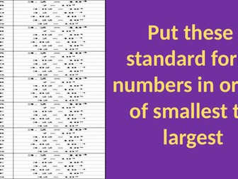 Ordering standard form activity