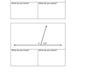 Maths Mastery missing angles on a straight line activity