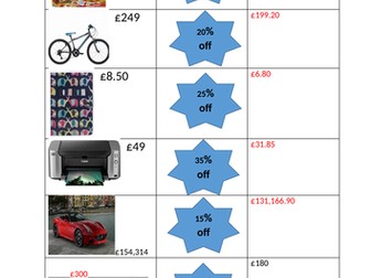 Percentage % of / off amounts  - finding sale prices