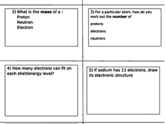 Atomic Structure Revision Cards