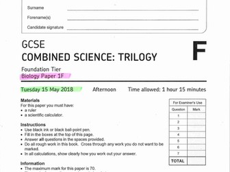 AQA Combined Science B1F May 2018 Worked example