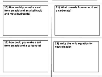 C5 Chemical Changes revision Cards