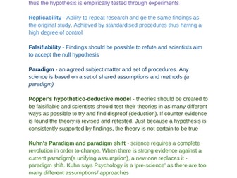 7 Features of Science worksheet/ Poster OCR ALevel Psychology