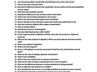 Applied General Science The Human Body - Unit 4 revision questions