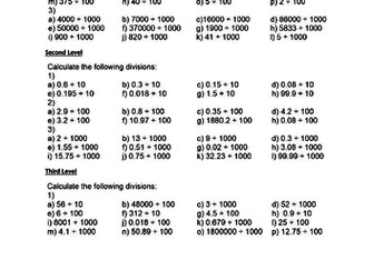 Dividing by 10, 100, 1000