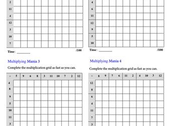 Multiplication grid/table. Multiplication Mania game for morning work or maths starter (3.2)