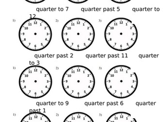 Year 2 Maths: tell time to the nearest 15 minute intervals