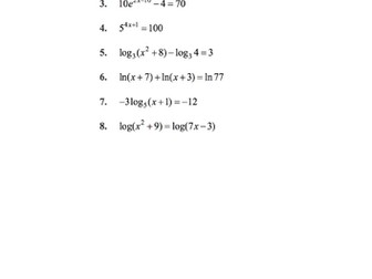IBDP Math SL Worksheet on Logarithms with Working and Answers