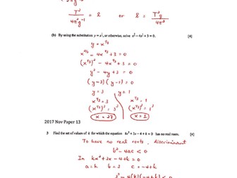 IGCSE Additional Math (0606) QUADRATIC FUNCTION Questions with Detailed Working and Answers