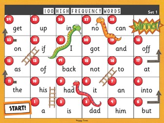 100 High Frequency Words Snakes & Ladders
