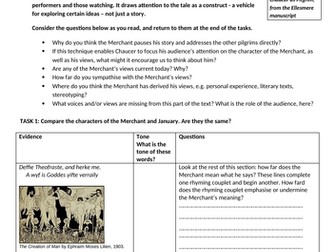 'The Merchant's Tale', A Level English Literature worksheets, part 3 (ll.98-180), tested by students