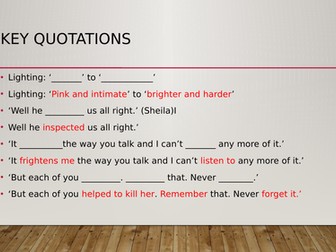 An Inspector Calls quotations starter activity  for Y9/10