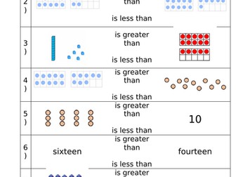 Comparing amounts to 20 - different number representations