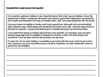 Las vacaciones spanish essay image