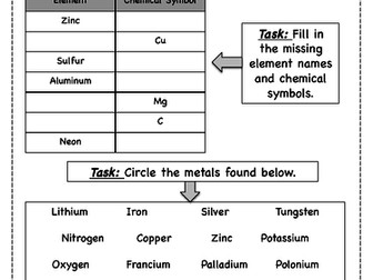 Elements, Compounds and Mixtures Workbook