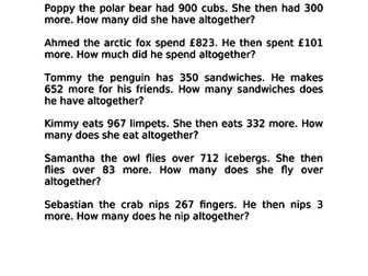 Arctic Maths Word Problems Addition Key Stage 1