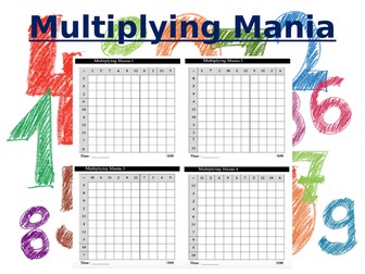 Multiplication grid/table. Multiplication Mania game for morning work or maths starter (3.3)