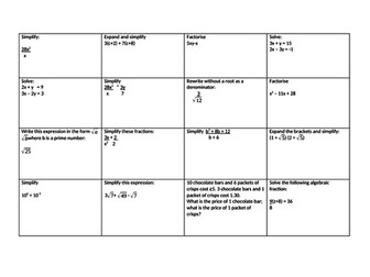 Retrieval Grid for Year 10