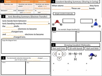 AQA Bonding Summary Lecture with "Walk through" Worksheet. Ionic, Covalent and Metallic Bonding