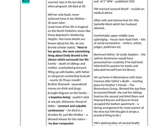 Mrs Dalloway and Wuthering Heights comparison revision document for AS/A2
