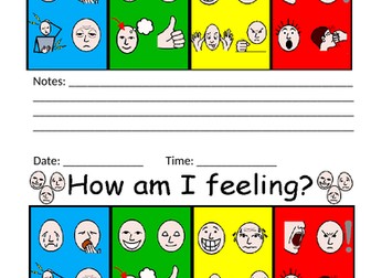 Zones of regulation - Emotion and behaviour tracking template.