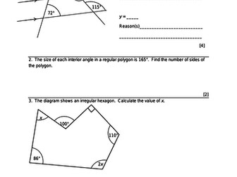 IGCSE Polygons & Angles Test