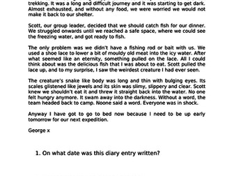 Arctic Diary Comprehension Key Stage 1 Year 2