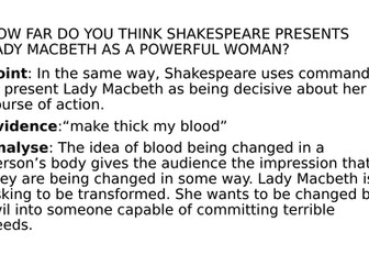 Macbeth Lady Macbeth Model PEA Paragraph