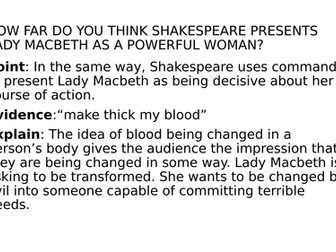 Macbeth Lady Macbeth Model PEE Paragraph