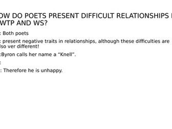 Relationships Poetry GCSE When We Two Parted Winter Swans  Comparison