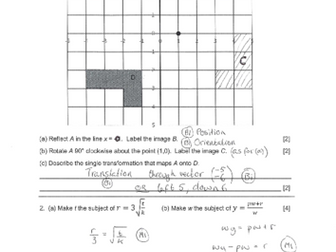 IGCSE Transformations Test