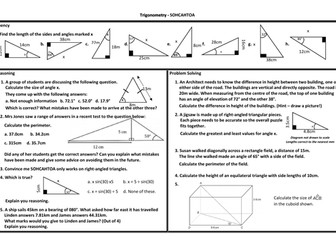 Pythagoras' Theorem and Trigonometry SOHCAHTOA Problem Solving Mastery ...