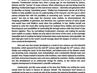 Frankenstein (GCSE) High-level scripts and essay ideas