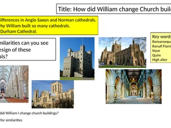How did William I change church buildings?