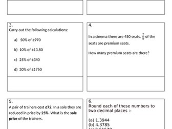 Fractions and Percentages Relay Race