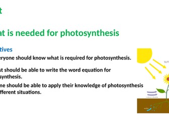 Photosynthesis planet KS3 or low ability KS4