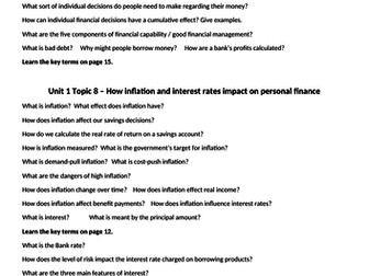 LIBF CEFE Unit 1 FIS - Revision Questions for Topics 7 and 8