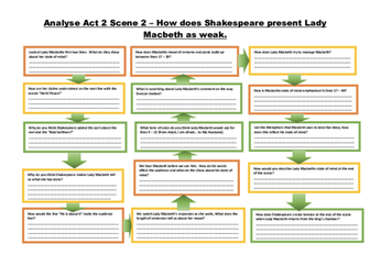 Low Ability worksheet for Lady Macbeth