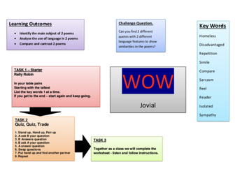 Low Ability Poetry Comparison 'Hunchback in the Park' and 'Give'