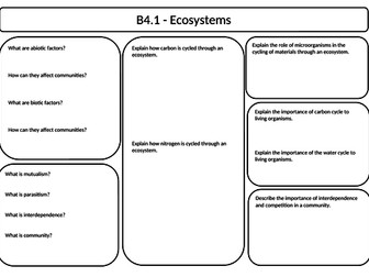 OCR Gateway A Combined Science - B4 Revision sheet