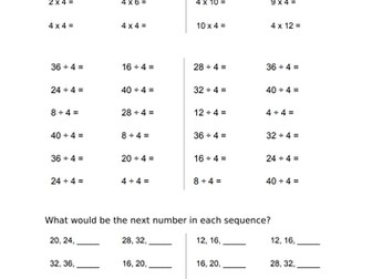 Multiplying by 4 fluency to mastery
