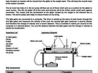Acceleration (F=ma) required practical model answer