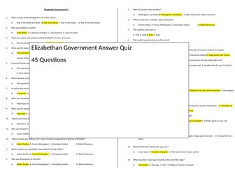 AQA GCSE HIstory - Elizabethan England Quizzes