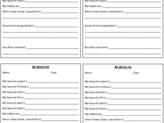 All About Me Questionnaire