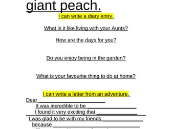 James and the giant peach worksheet