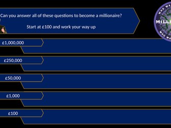 Who Wants To Be a Millionaire Starter / Plenary template