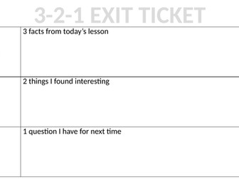 3-2-1 Exit Ticket