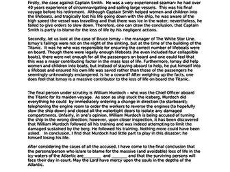 Who was to blame for the sinking of the Titanic? Model text - balanced argument