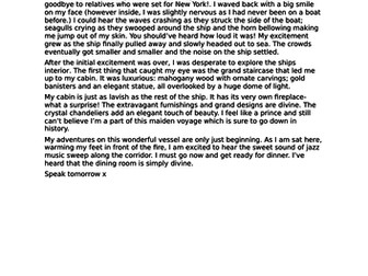 Titanic model diary texts